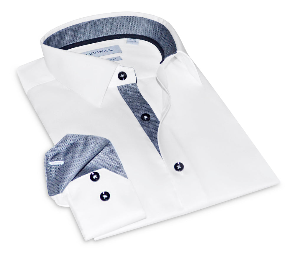Joseph Button-Up Shirt With Contrast Details // White // Contemporary Fit (Regular) LEVINAS® Official