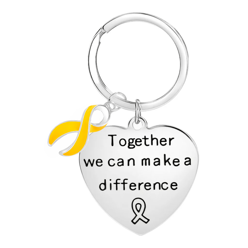 Big Heart Gold Ribbon Key Chains The Awareness Company