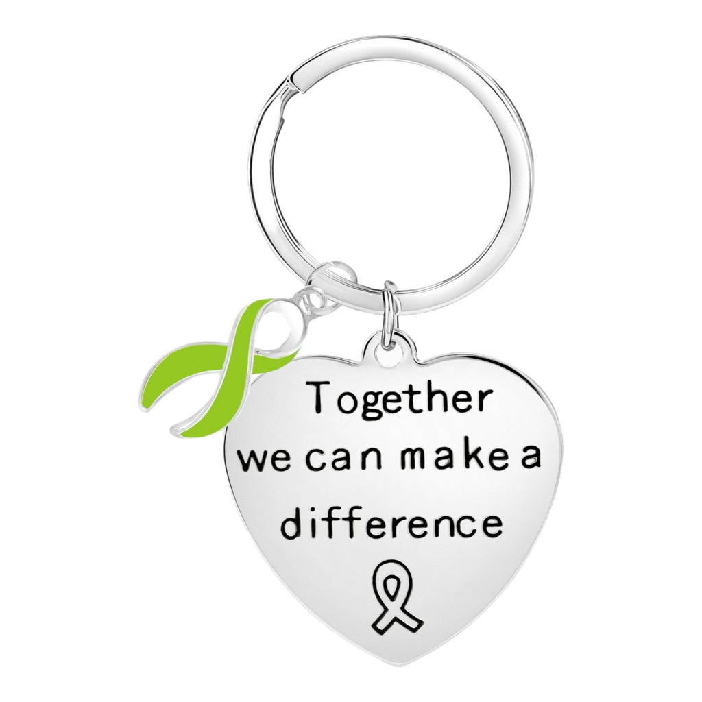 Big Heart Lime Green Ribbon Key Chains The Awareness Company