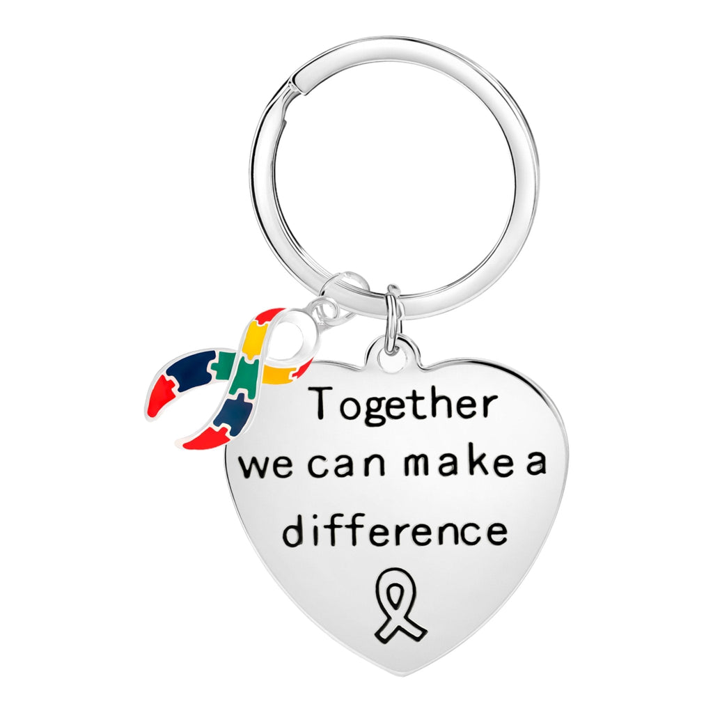 Big Heart Make A Difference Autism Awareness Ribbon Key Chains The Awareness Company