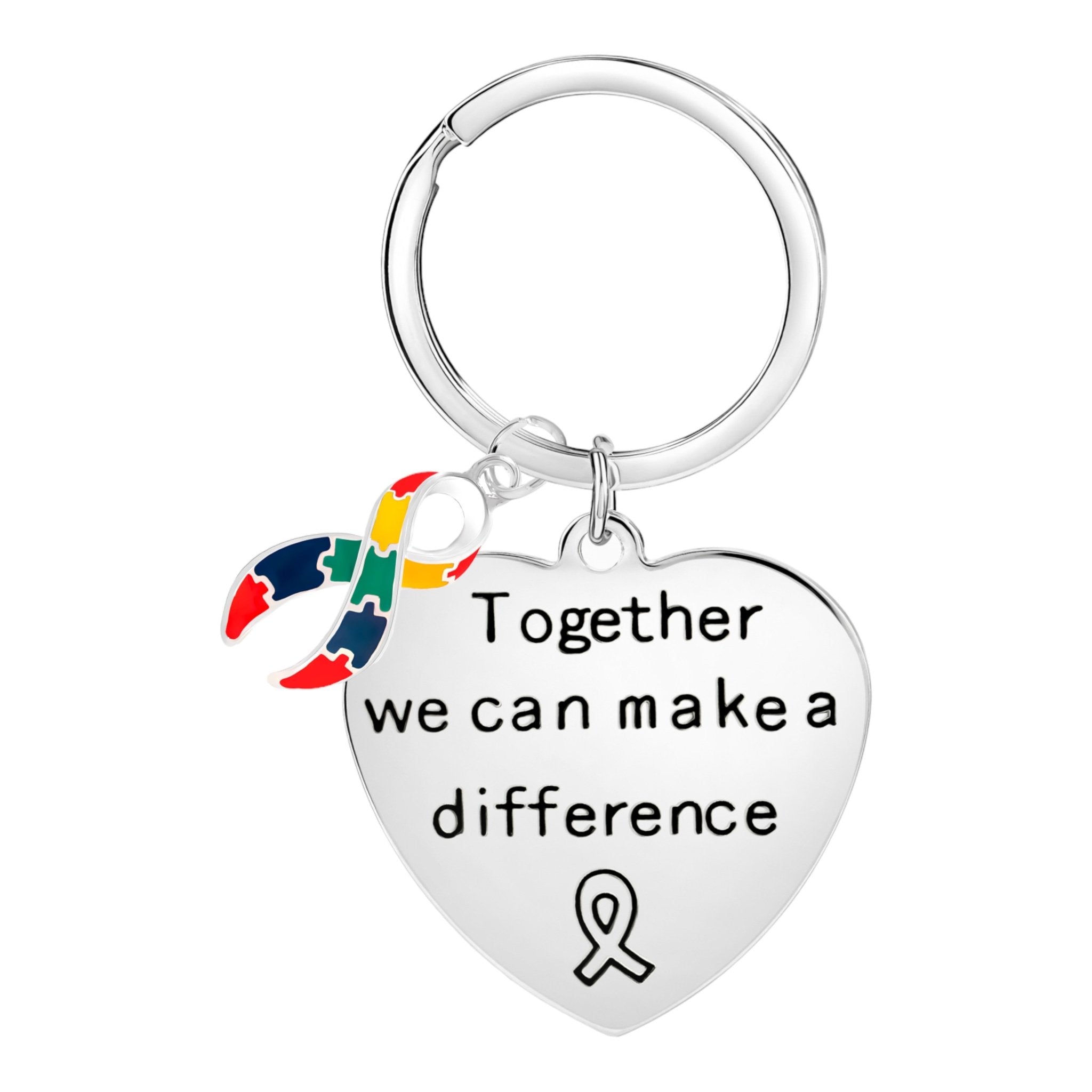 Big Heart Make A Difference Autism Awareness Ribbon Key Chains The Awareness Company