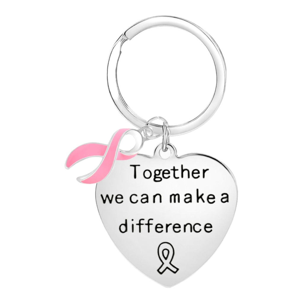Big Heart Pink Ribbon Keychains The Awareness Company