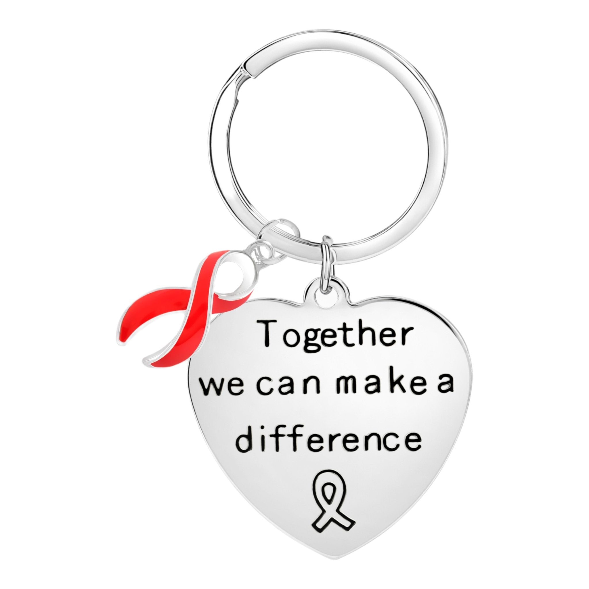 Big Heart Red Ribbon Key Chains The Awareness Company