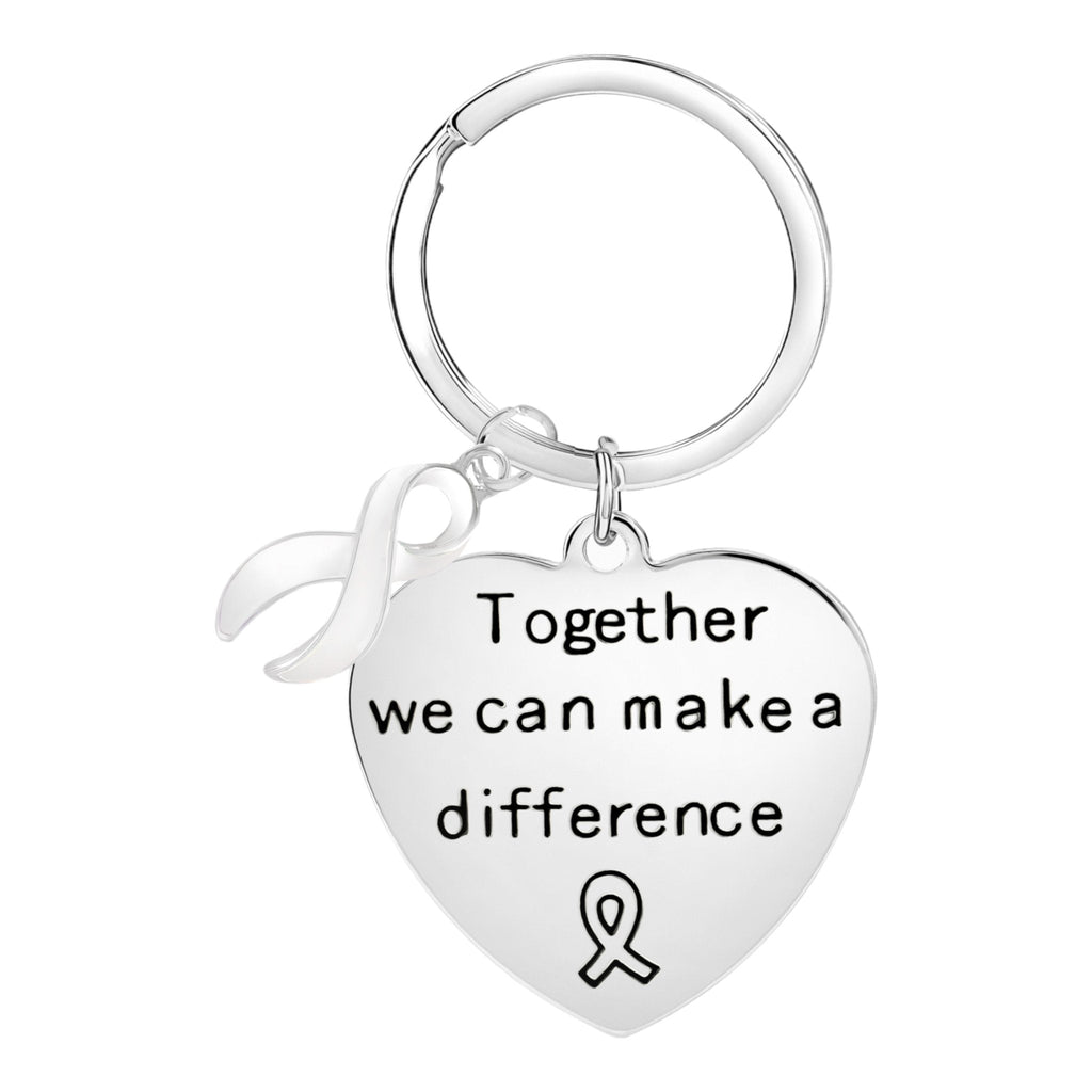 Big Heart White Ribbon Awareness Charm Key Chains The Awareness Company
