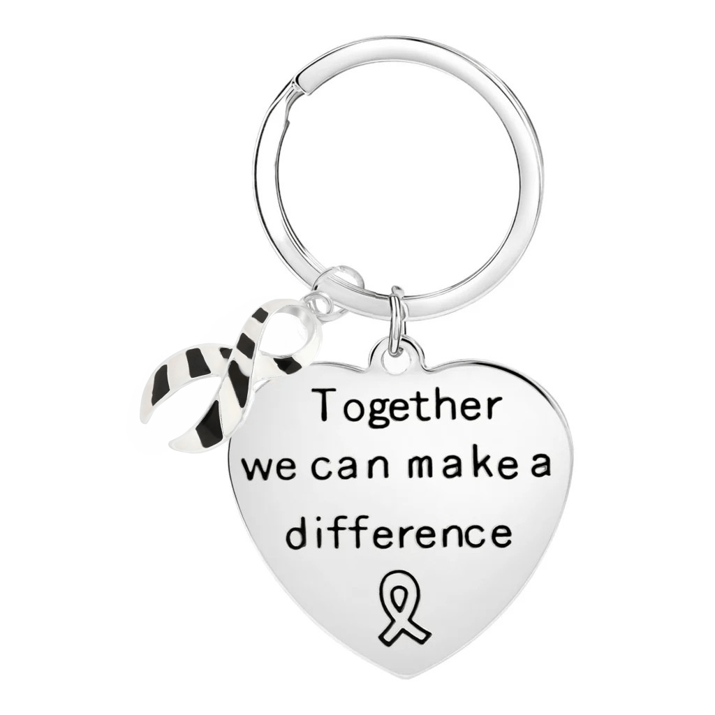 Big Heart Zebra Print Ribbon Key Chains The Awareness Company