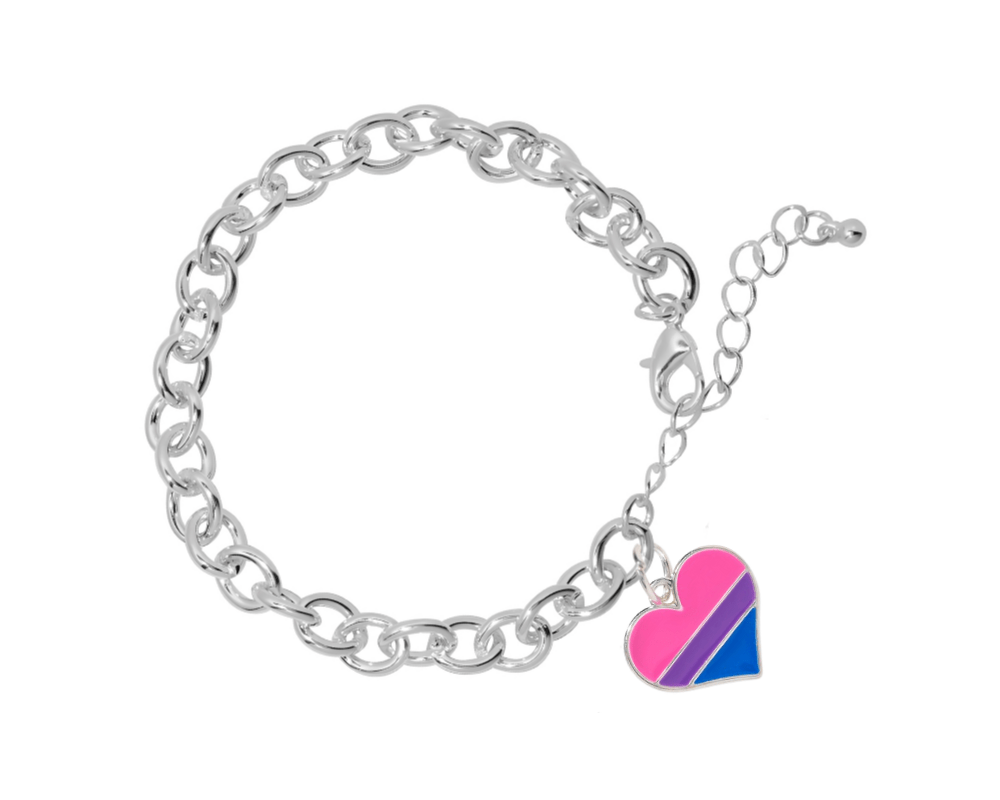 Bisexual Flag Heart Chunky Charm Bracelets The Awareness Company