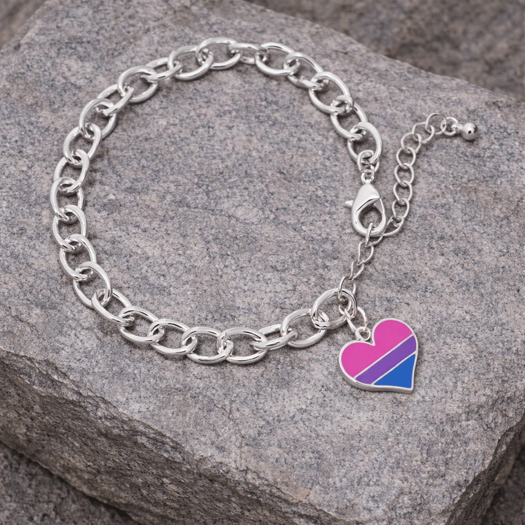 Bisexual Flag Heart Chunky Charm Bracelets The Awareness Company