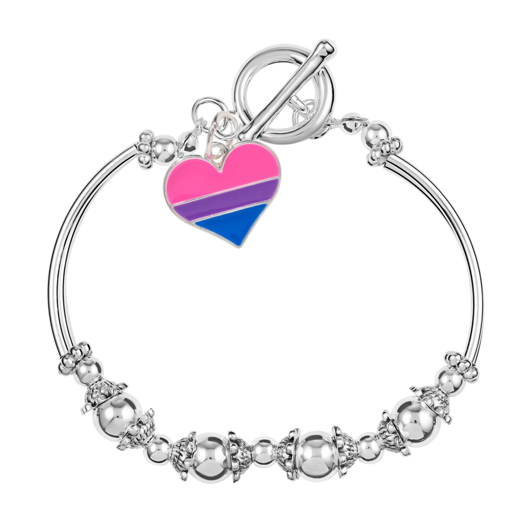 Bisexual Flag Heart Partial Beaded Bracelets The Awareness Company