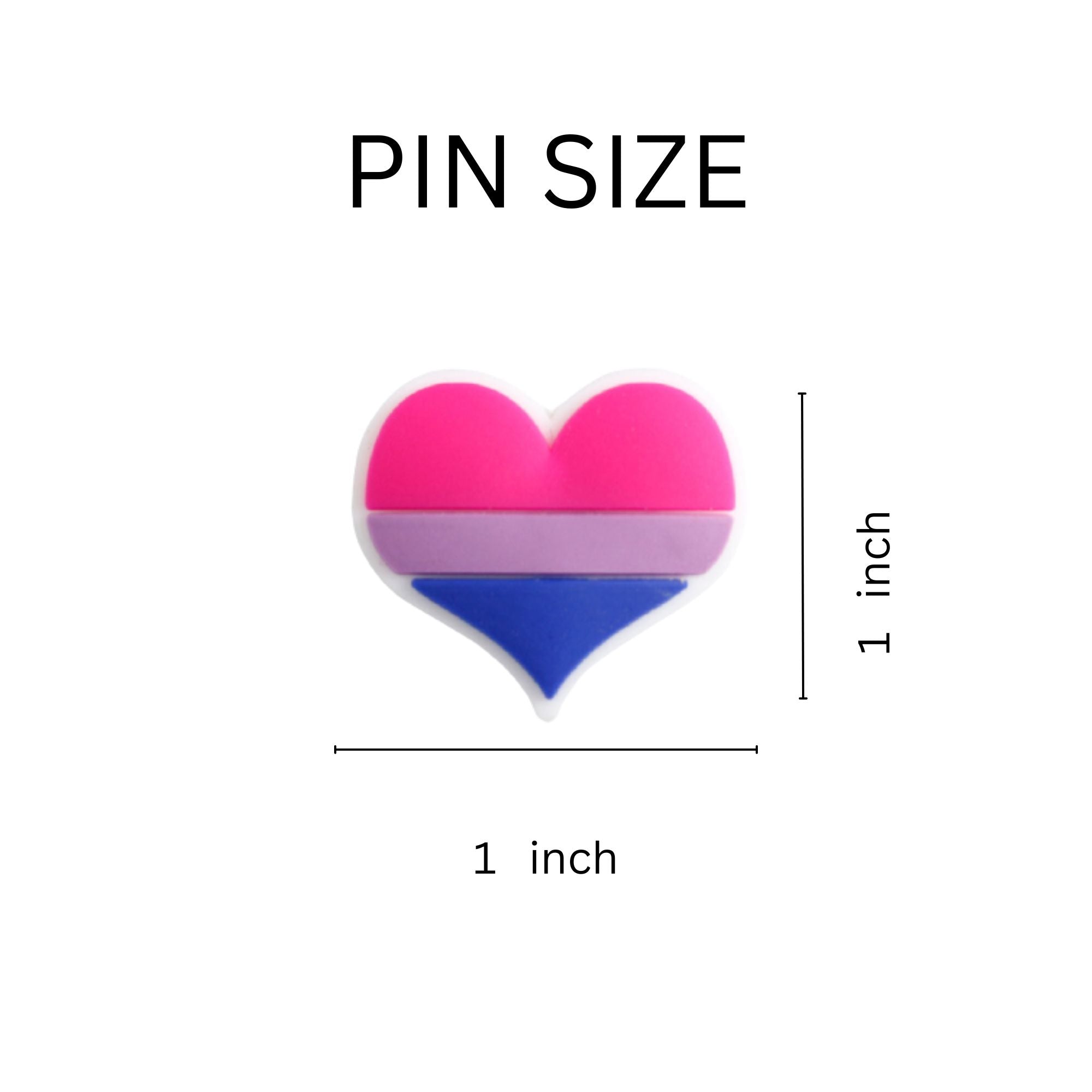 10 Pack Bisexual Flag Heart Silicone Pins The Awareness Company