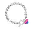 Bisexual Flag Heart Silver Beaded Bracelets The Awareness Company