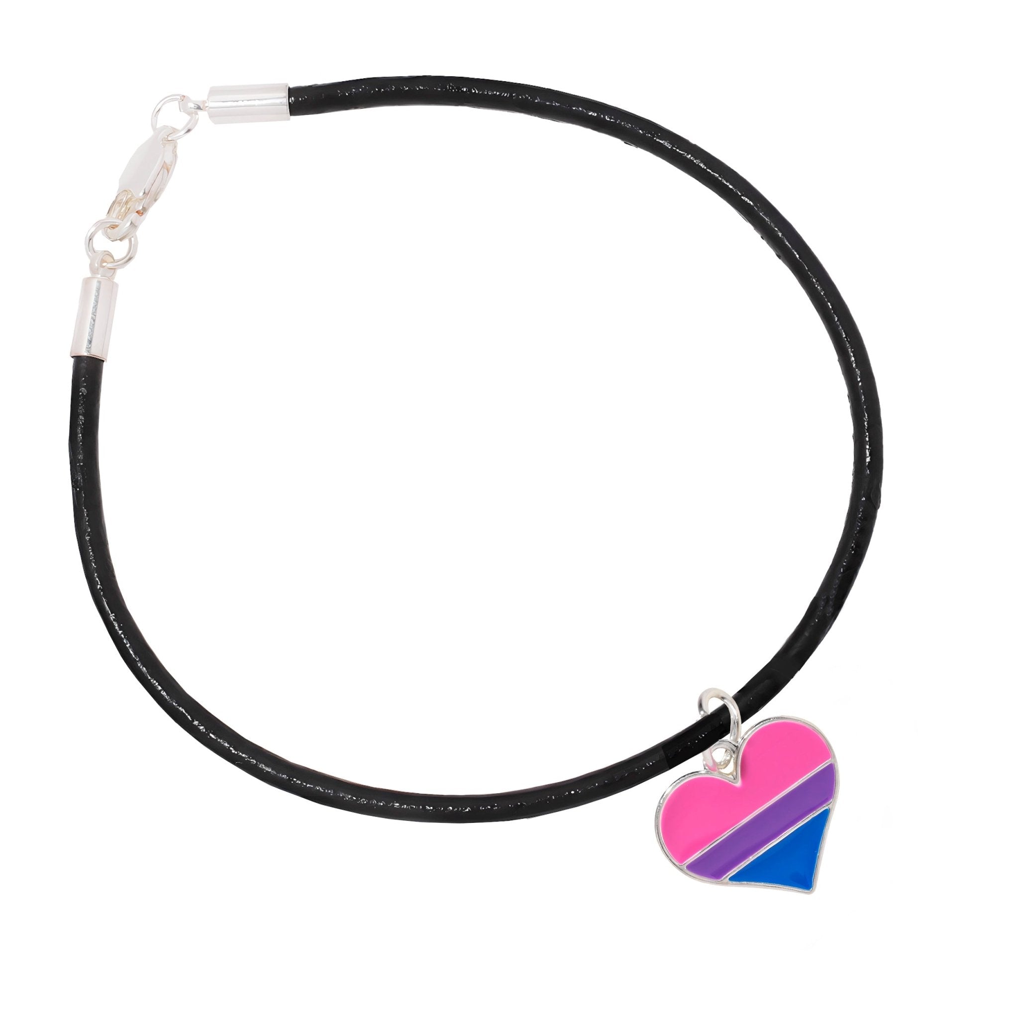 Bisexual Heart Flag Black Cord Bracelets The Awareness Company