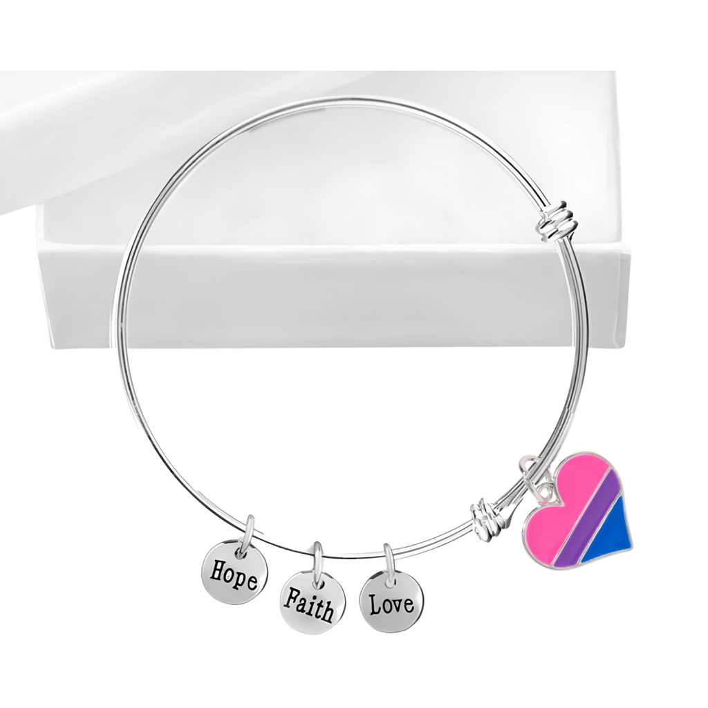 Bisexual Heart Retractable Charm Bracelets The Awareness Company