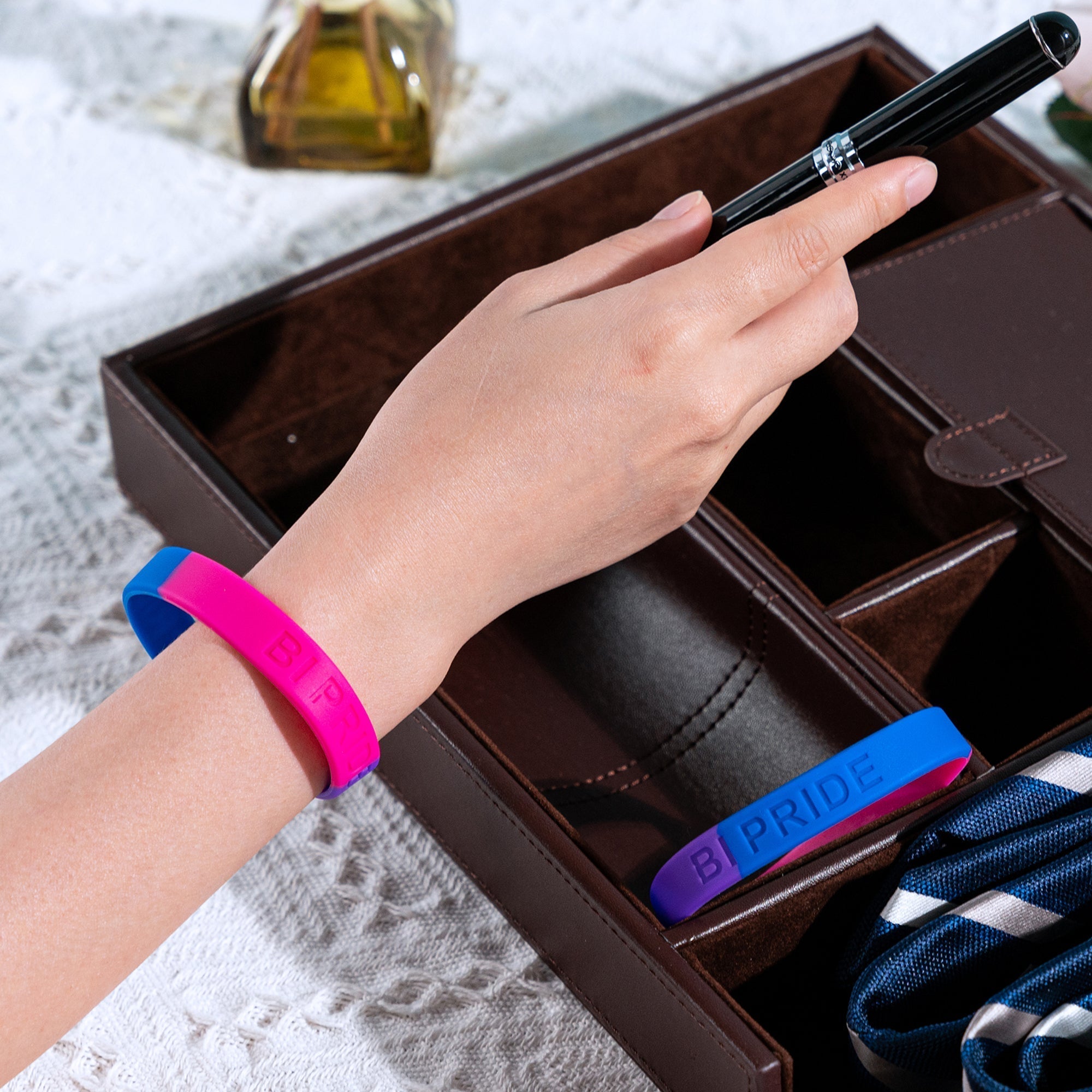 Bisexual Flag Colored Silicone Bracelets The Awareness Company