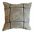 African Print Fabric Pillow Cover - Black Beige Abstract Pattern Reflektion Design