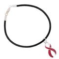 Black Cord Bracelet with Burgundy Ribbon Charm The Awareness Company