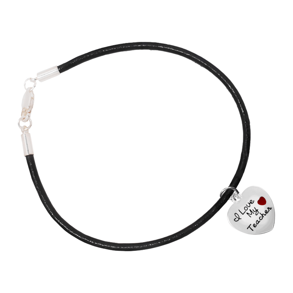Black Cord I Love My Teacher Bracelets The Awareness Company