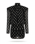 Audacious Polka Dot Mesh Mini Dress Boho Brown