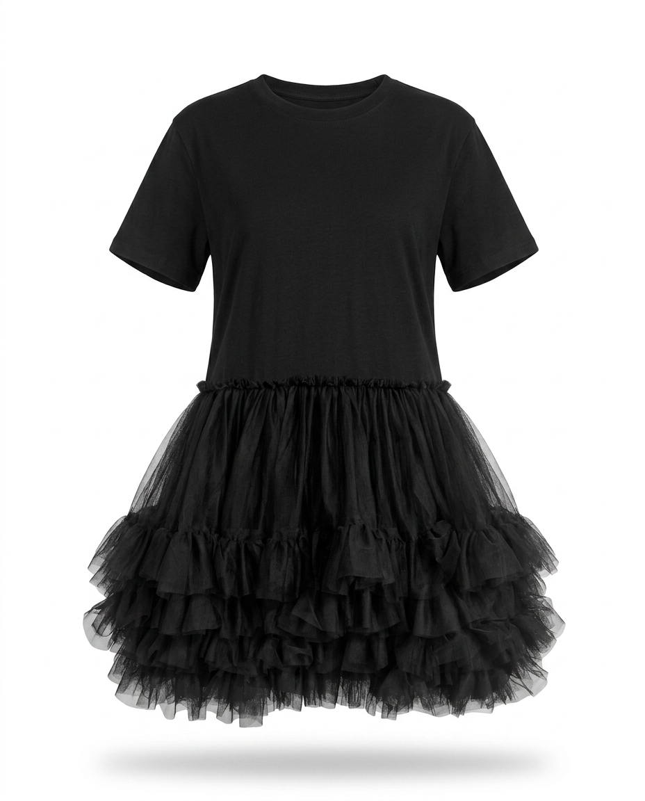 Radiant Mesh Ruffle Mini Dress Boho Brown