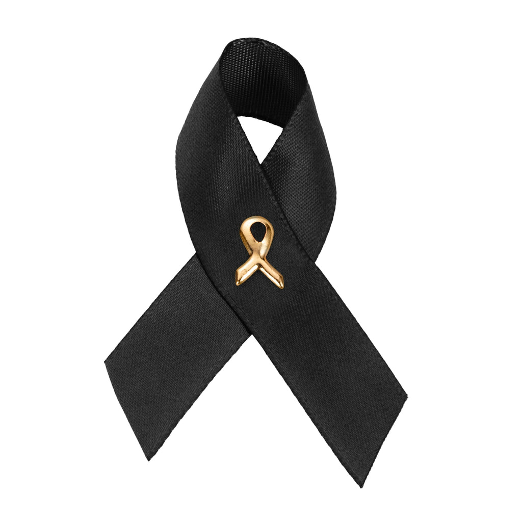 10 Pack Satin Black Ribbon Awareness Pins The Awareness Company