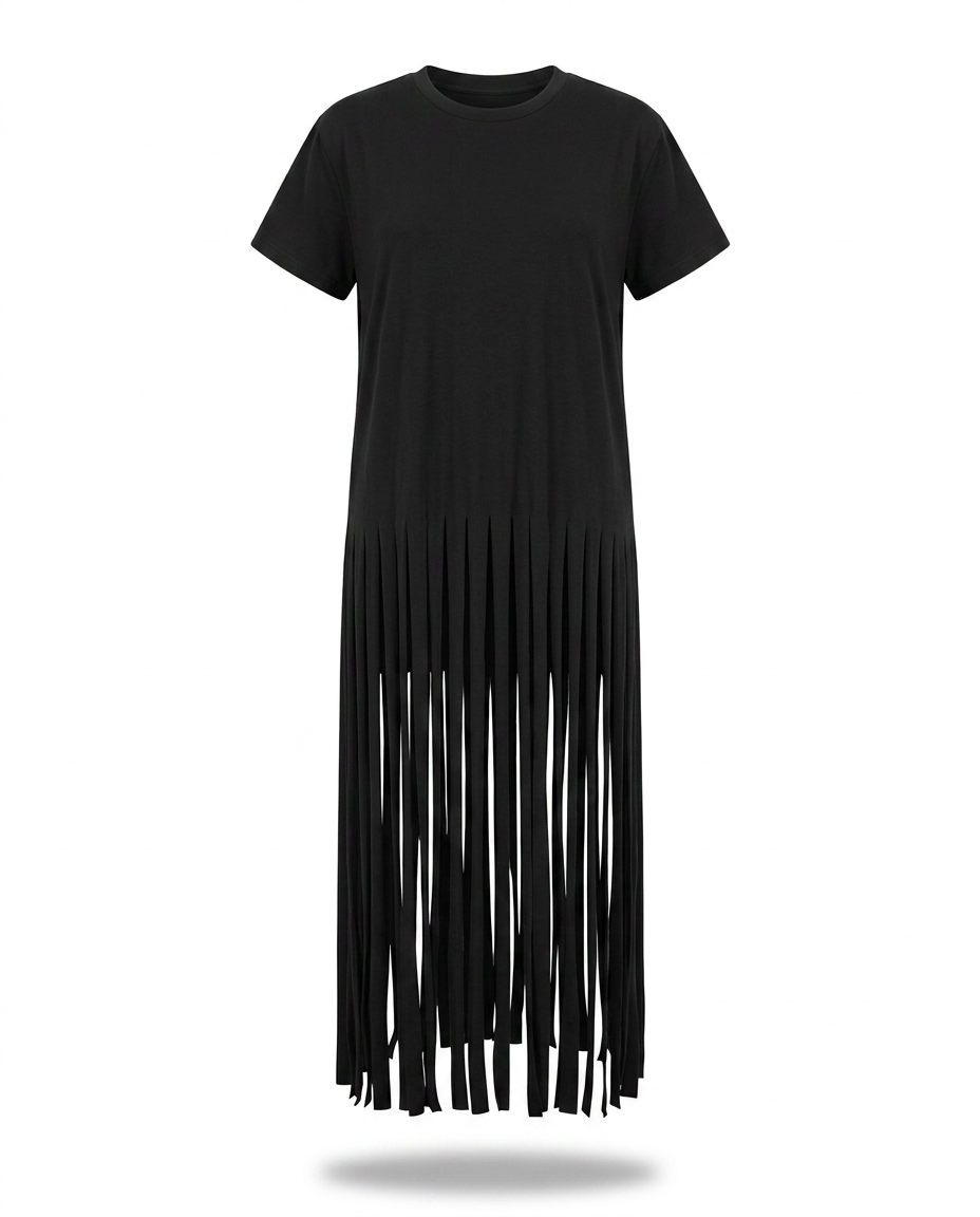 Wild Heart Fringe Cotton T-Shirt Boho Brown