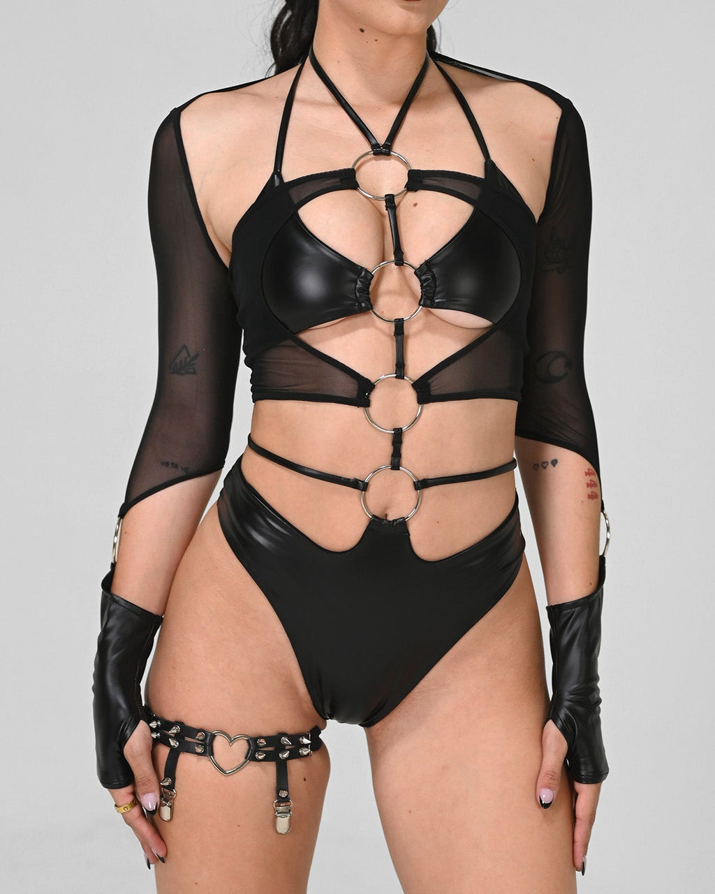 Black Mesh O-Ring Sleeves SUSPEX Rave Outfits