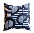 African Print Fabric Pillow Cover - Black White Abstract Pattern Reflektion Design
