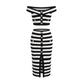Confident Striped Button Two-Piece Set Boho Brown