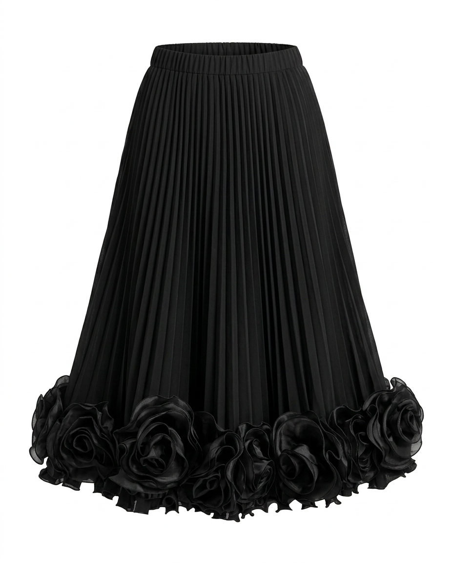 Radiant Pleated Floral Maxi Skirt Boho Brown