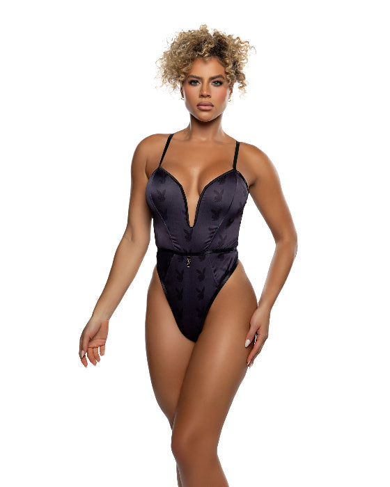 Playboy Blackout Bunny Satin Plunge Teddy Adult Toy Box