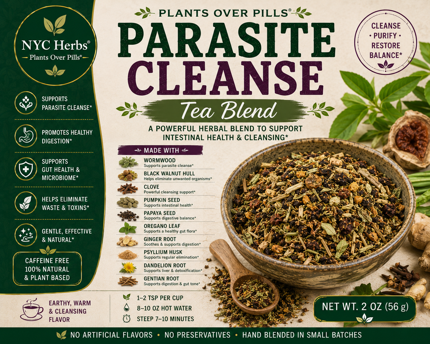 Parasite Cleanse Tea Blend | Gut Balance & Whole-Body Detox NYC Herbs®