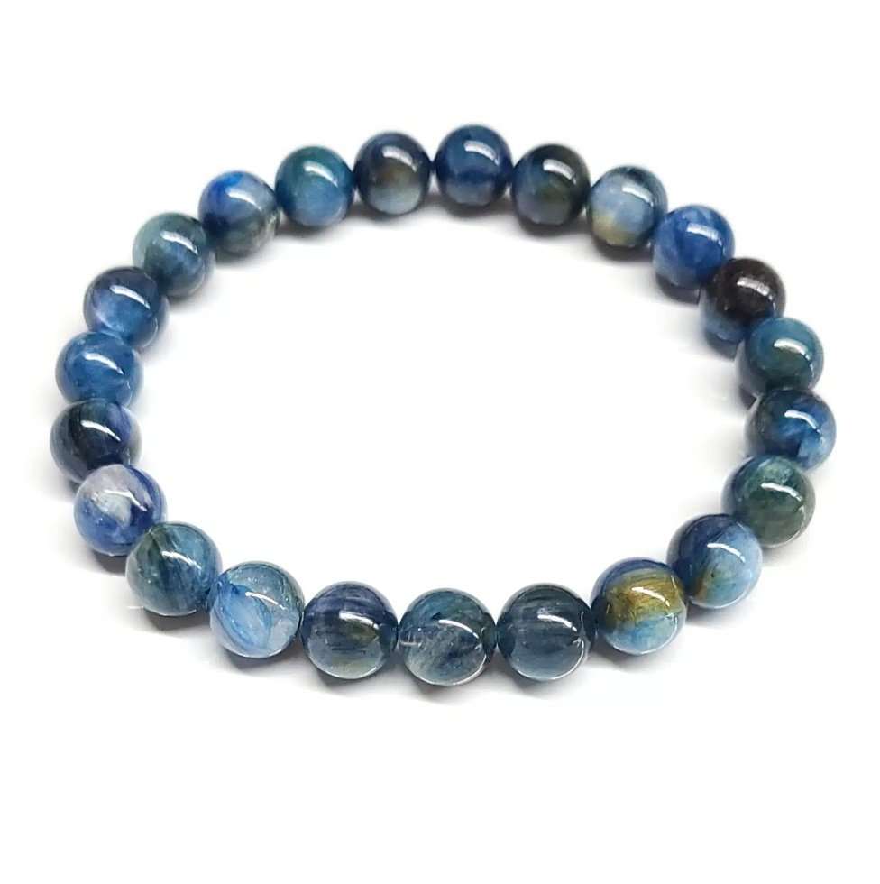 Blue Kyanite Round Bead Bracelet - Communication Elixir Sacred Crystals