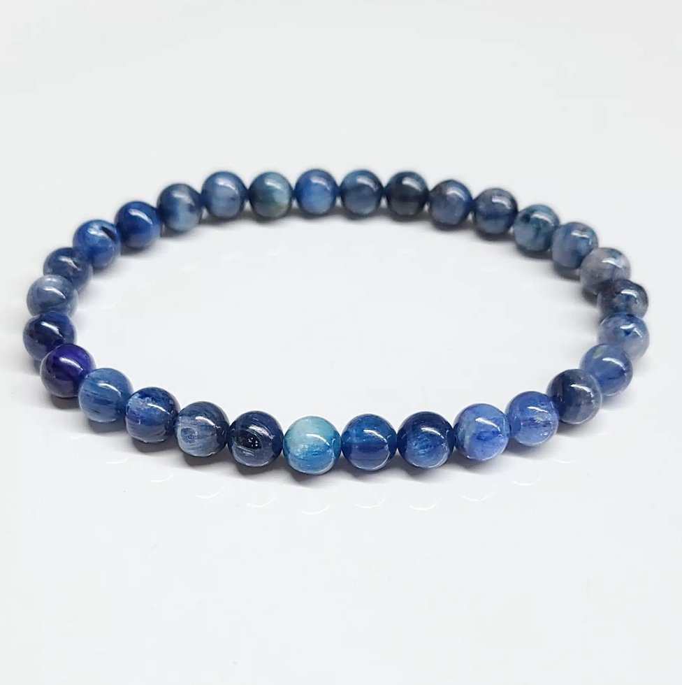 Blue Kyanite Round Bead Bracelet - Communication Elixir Sacred Crystals