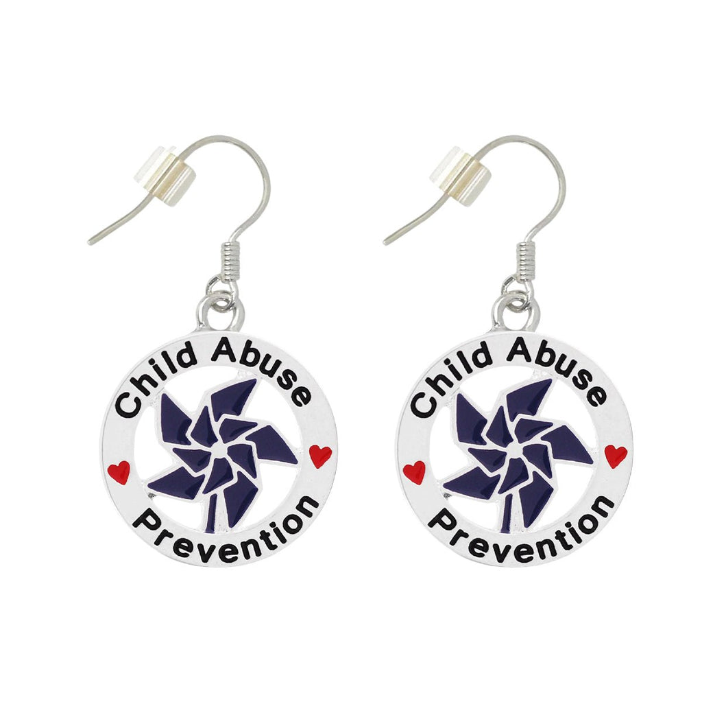 Blue Pinwheel Charm Child Abuse Prevention Hanging Earrings The Awareness Company