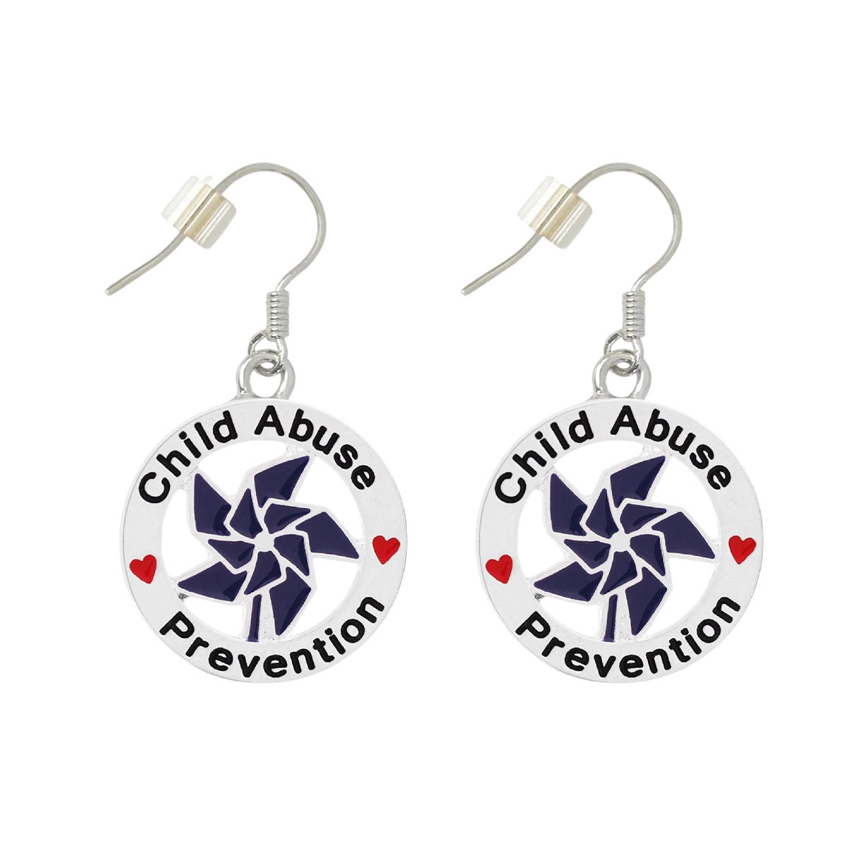 Blue Pinwheel Charm Child Abuse Prevention Hanging Earrings The Awareness Company