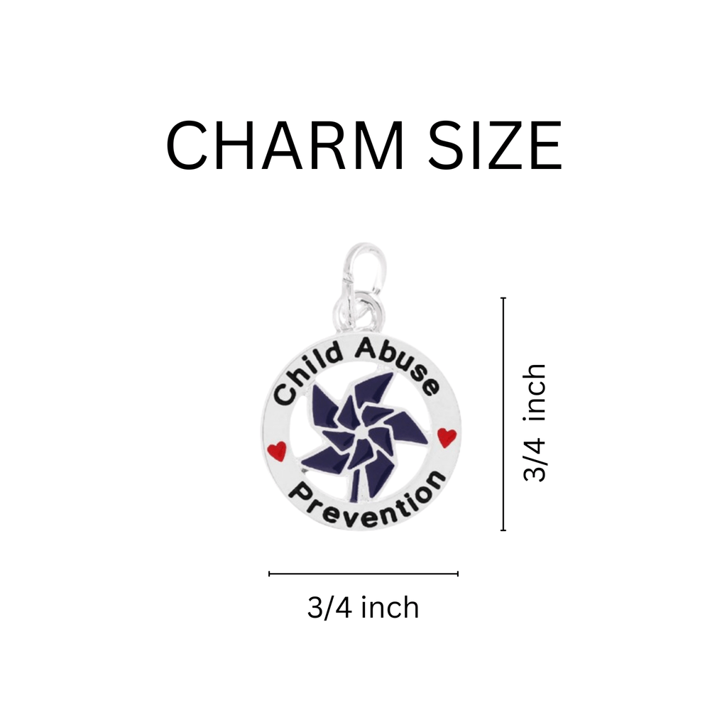 Dark Blue Pinwheel Charm Child Abuse Prevention Partial Beaded Bracelets The Awareness Company