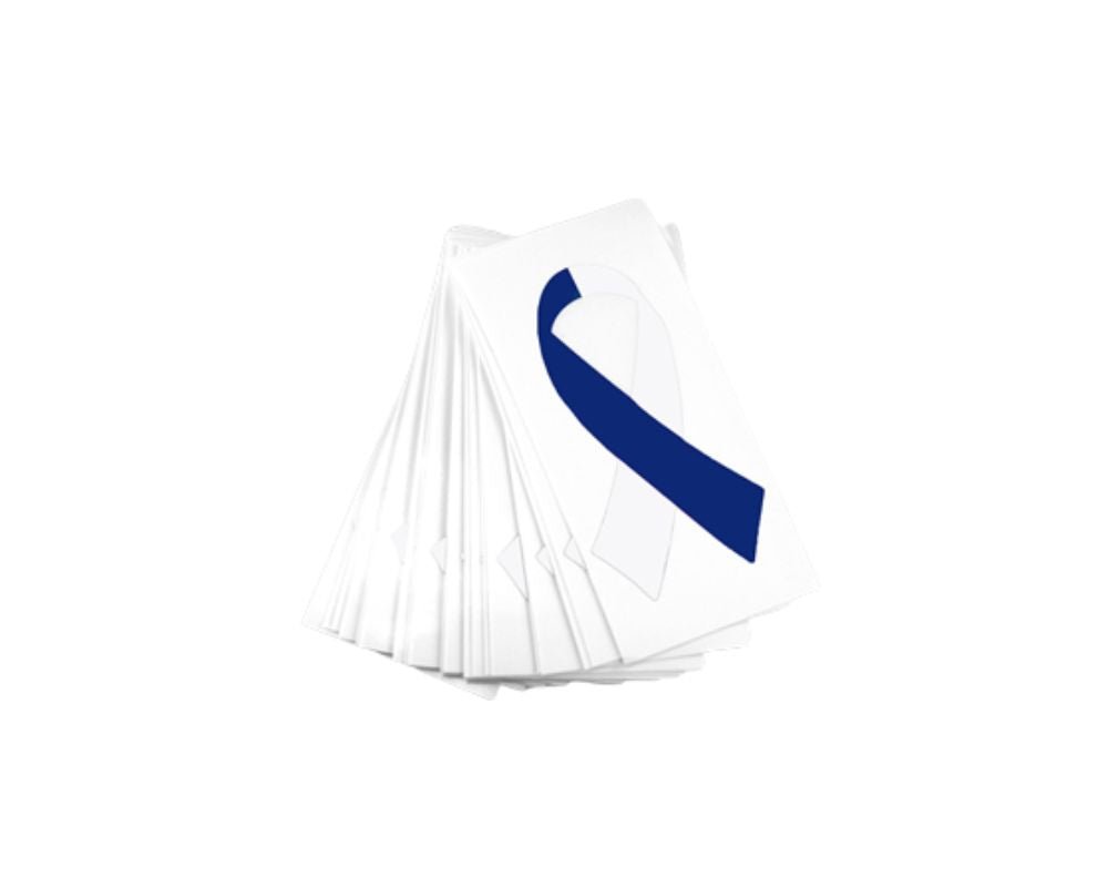 25 Pack Blue & White Ribbon Decals The Awareness Company