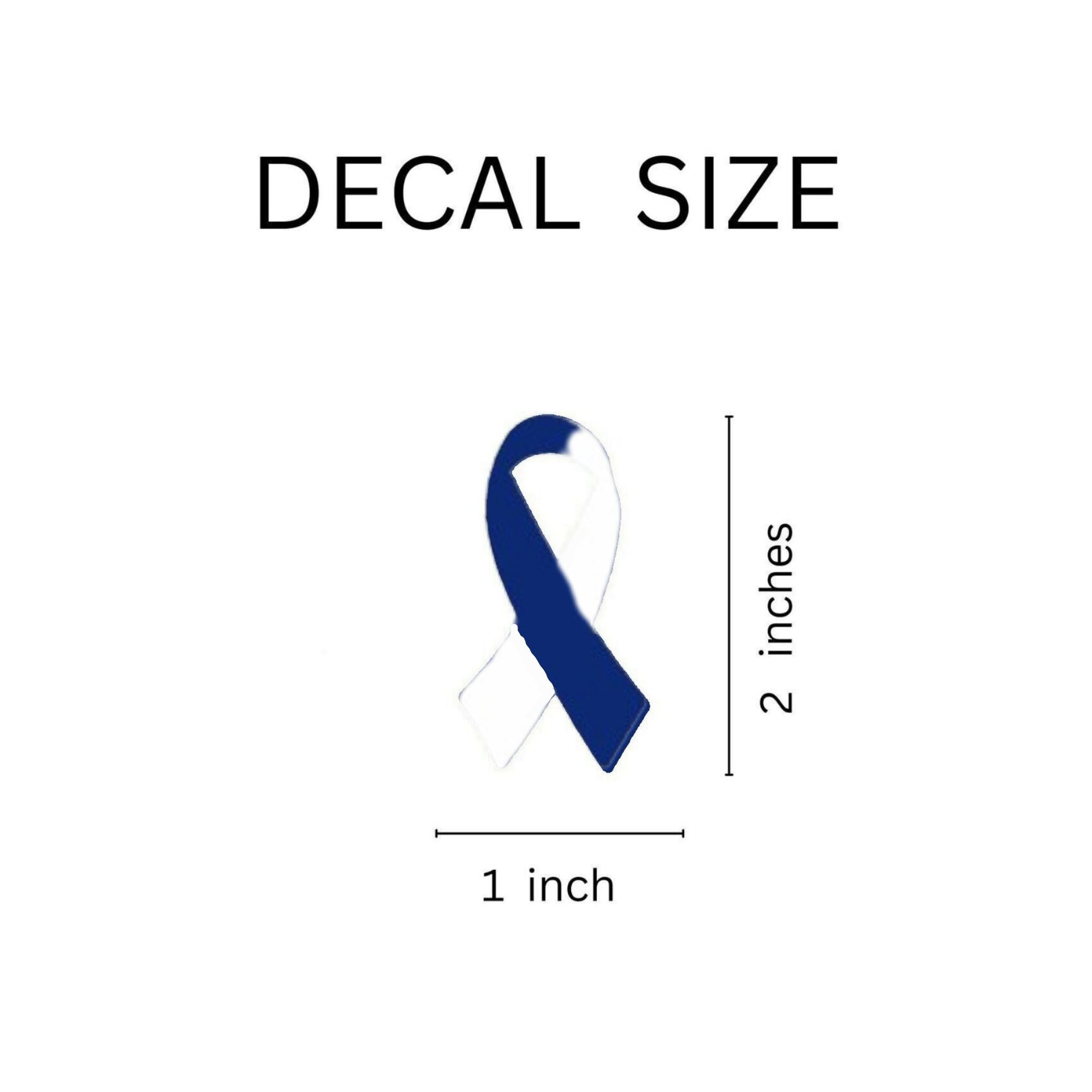 25 Pack Blue & White Ribbon Decals The Awareness Company