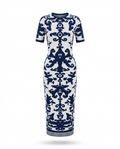 Confident Jacquard Bodycon Maxi Dress Boho Brown
