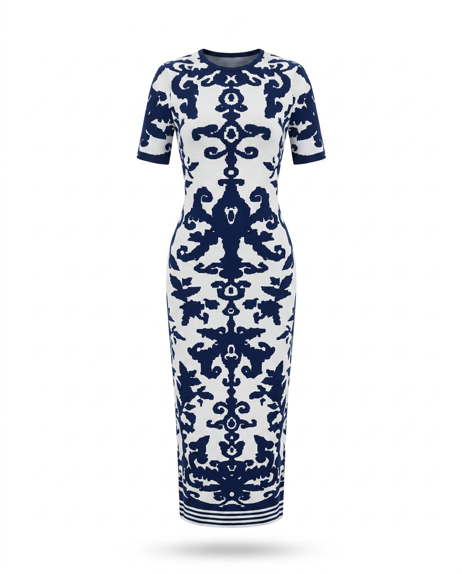 Confident Jacquard Bodycon Maxi Dress Boho Brown