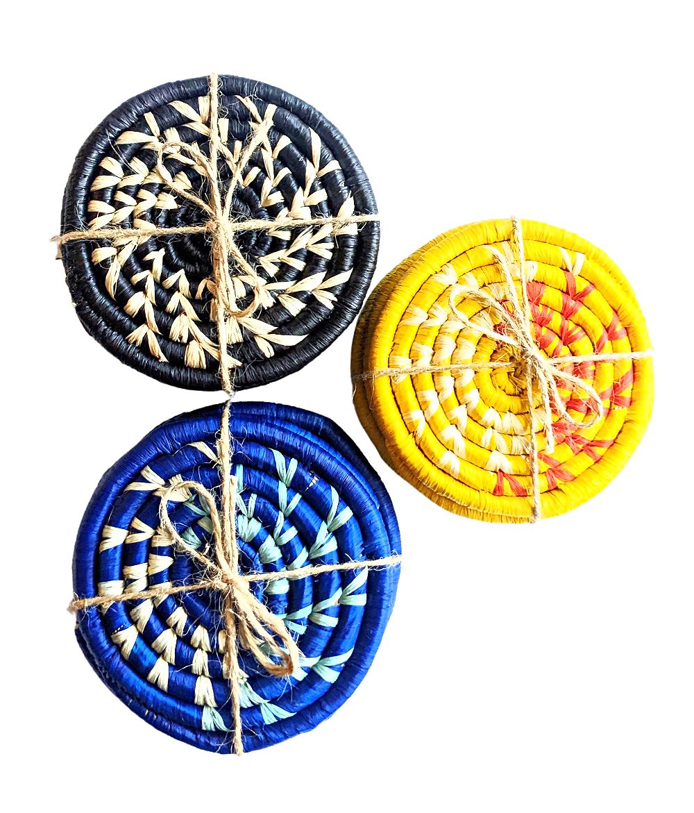 Handmade Woven Drink Coasters Set of 4 {Multiple Colors} Reflektion Design