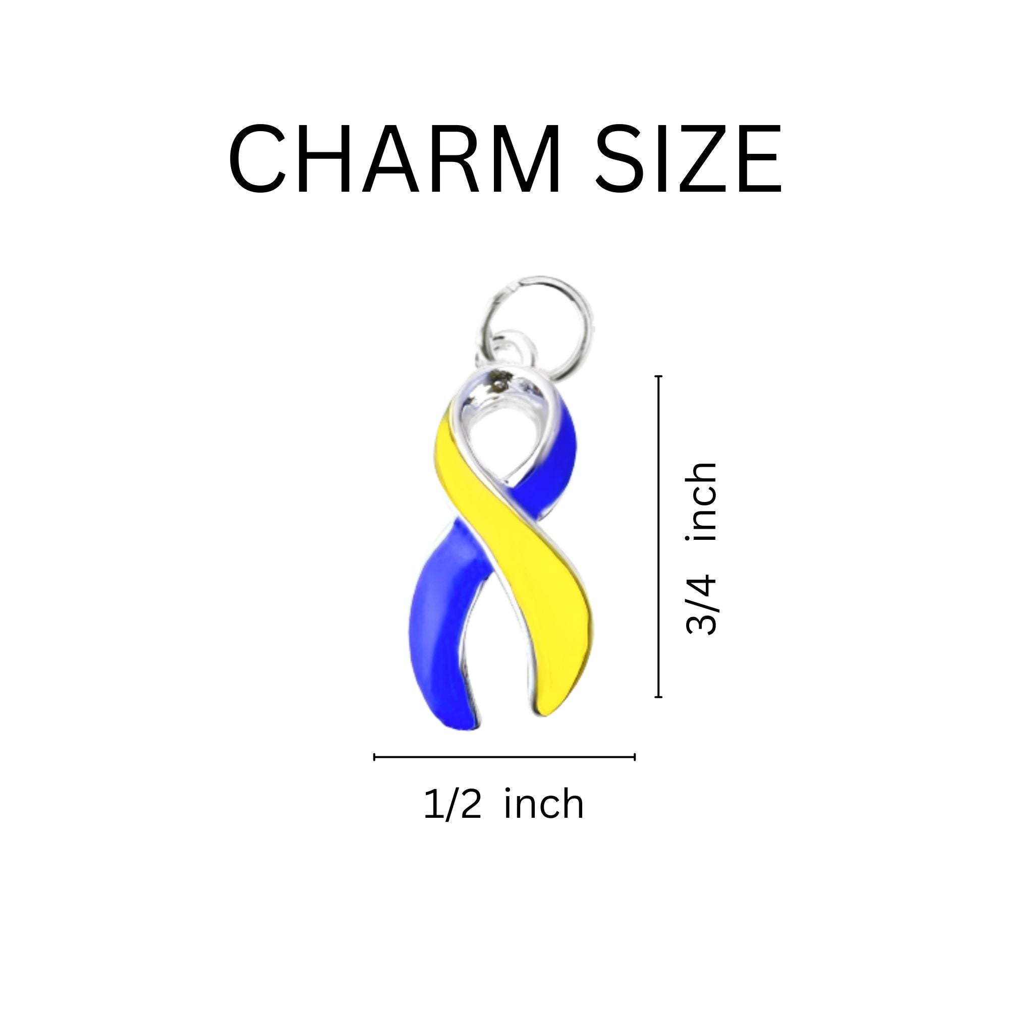 Blue & Yellow Ribbon Hope Charms Retractable Bracelets The Awareness Company