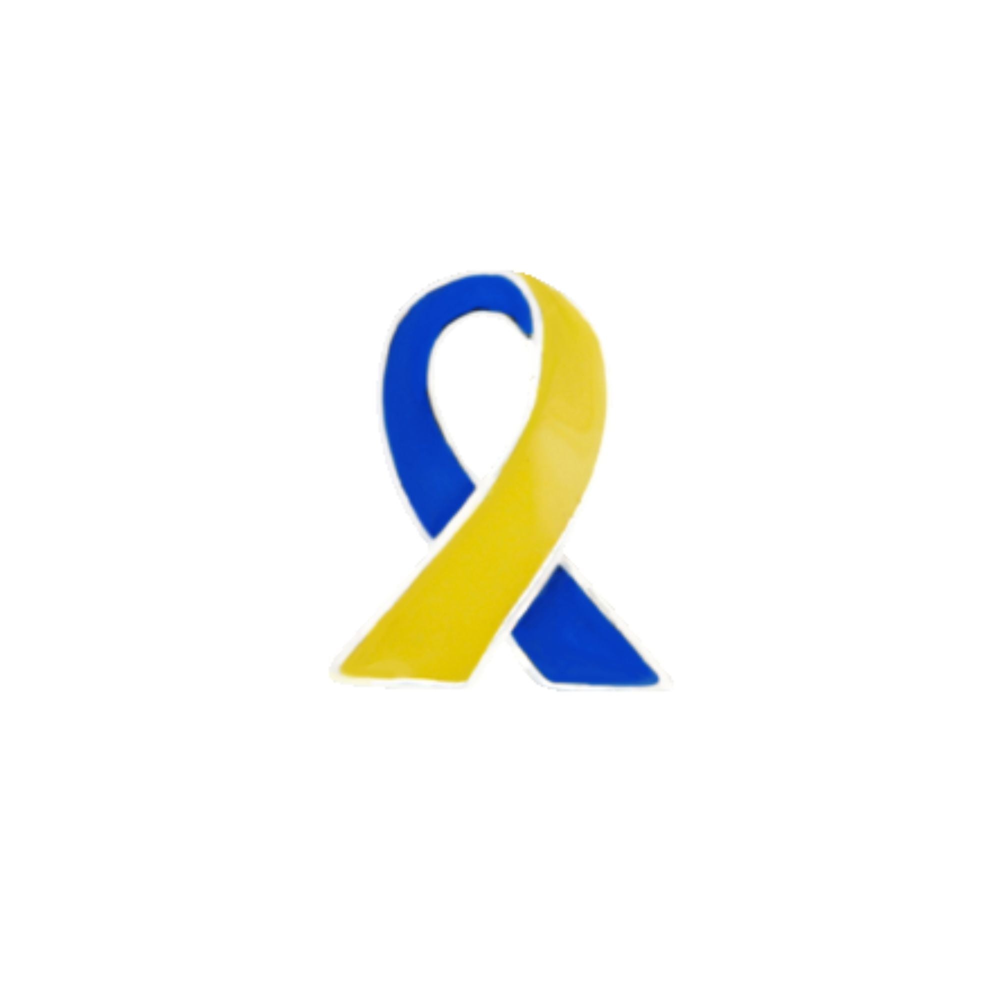 10 Pack Blue & Yellow Ribbon Lapel Pins The Awareness Company