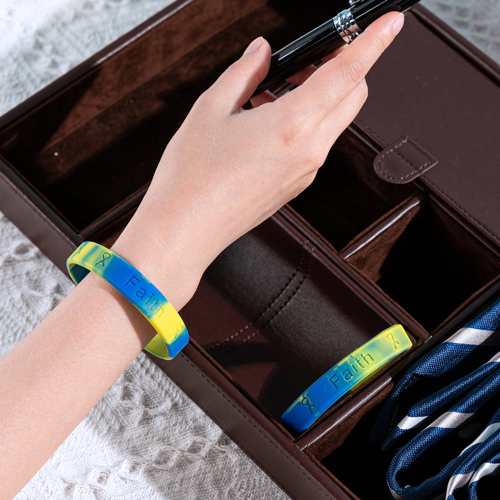 Blue & Yellow Silicone Bracelets The Awareness Company