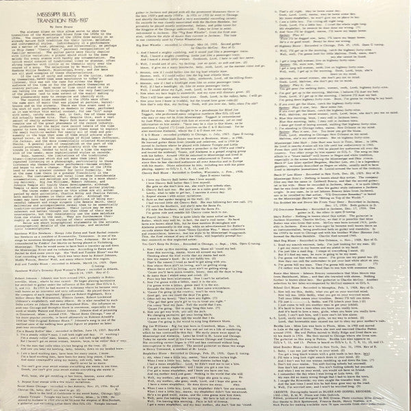 The Mississippi Blues, No.3: Transition, 1926-1937 | Mint (M) Mint (M) Love Vinyl Records