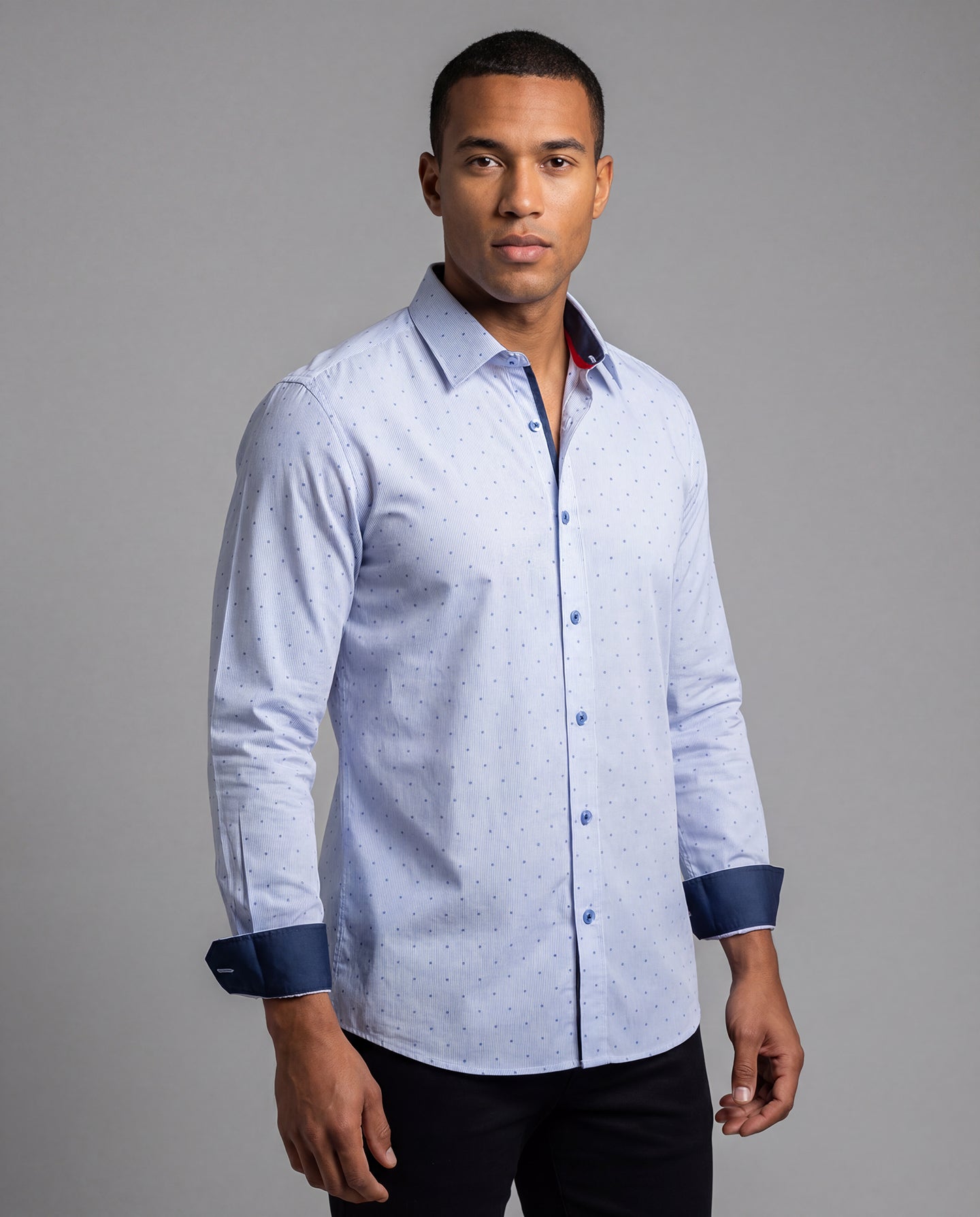 Jordan Button-Up Shirt With Contrast Details // Navy Stripe // Contemporary Fit (Regular) LEVINAS® Official