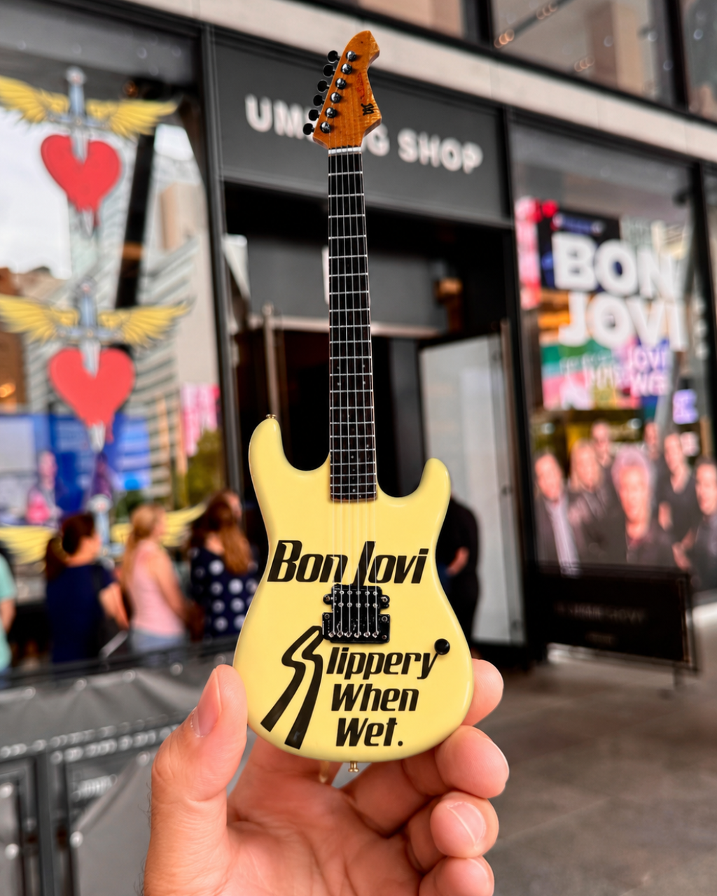 Bon Jovi Slippery When Wet Collectible Miniature Guitar The Mini Axe