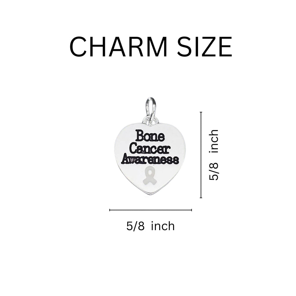 Bone Cancer Heart Awareness Charm White Ribbon Rope Bracelets The Awareness Company
