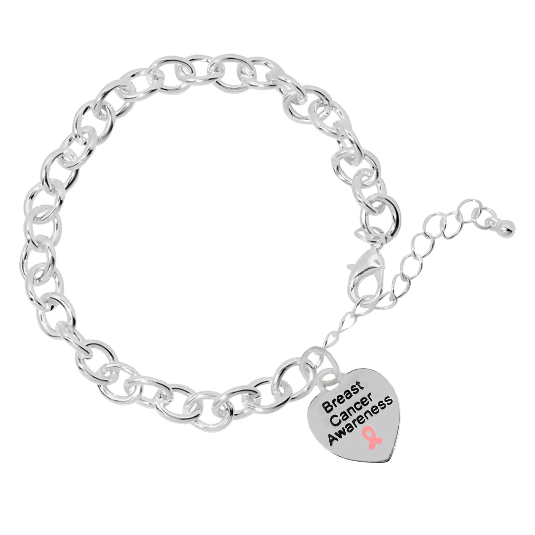 Breast Cancer Awareness Heart Charm Chunky Bracelets The Awareness Company