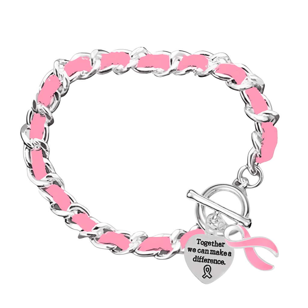 Breast Cancer Awareness Pink Ribbon Leather Rope Bracelets The Awareness Company