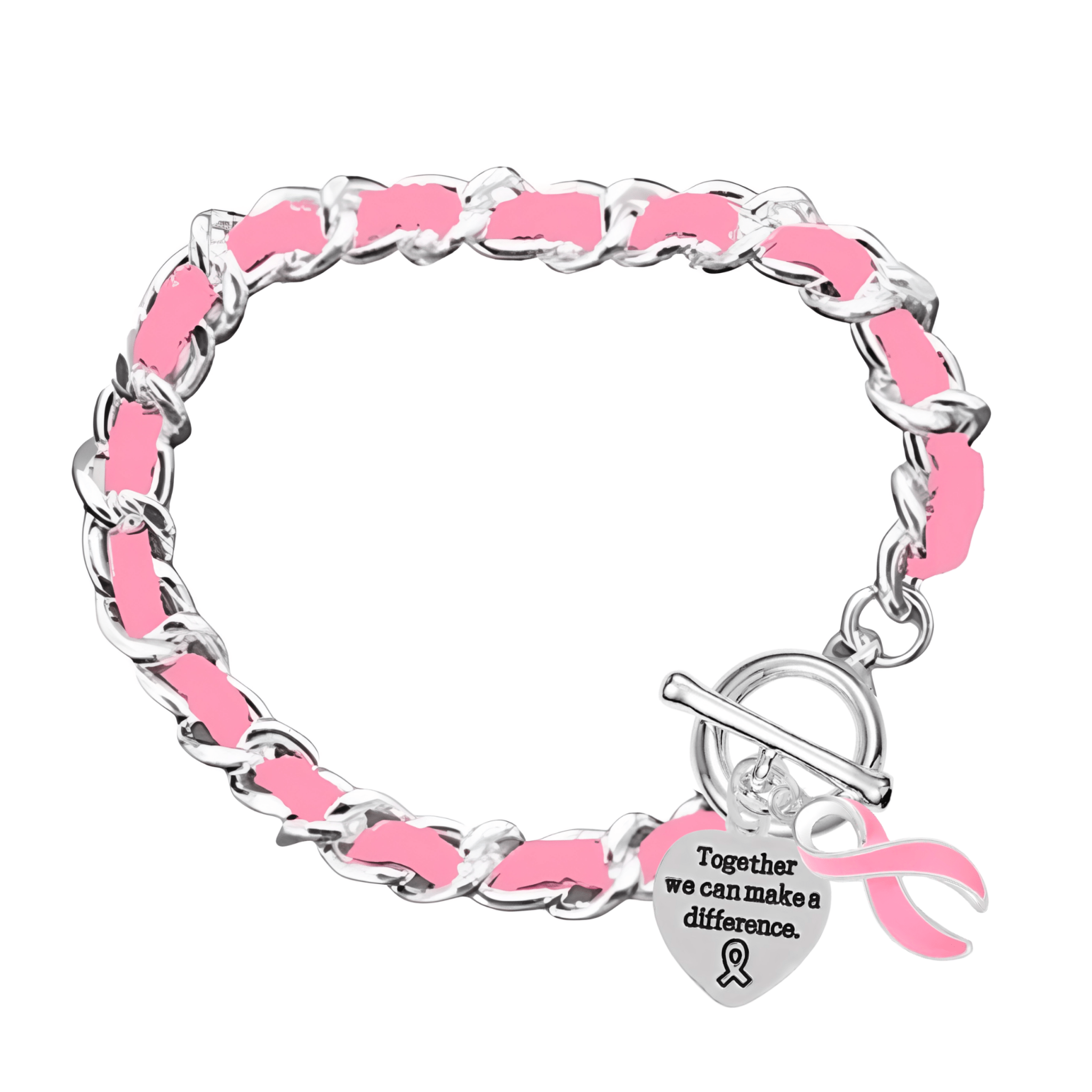 Breast Cancer Awareness Pink Ribbon Leather Rope Bracelets The Awareness Company